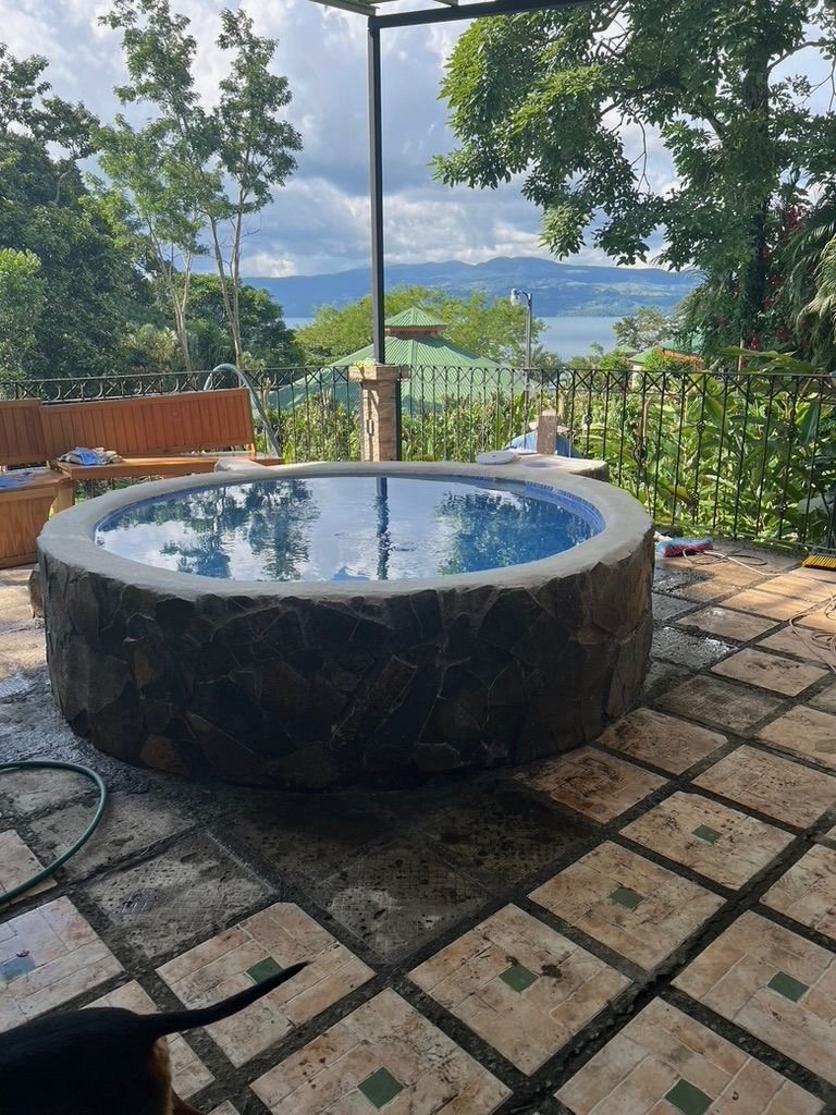 Private spa and covered patio